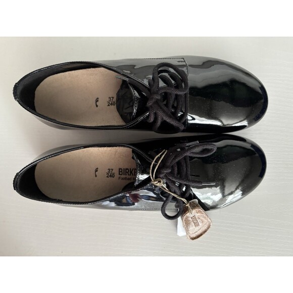 Birkenstock Saunders Natural Leather Lace Up Shoe Black Size 37/L6 M4 US Narrow - Picture 2 of 6